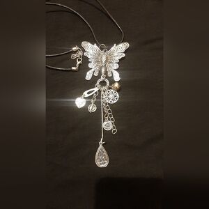 Large boutique Silver Butterfly Necklace New without tags